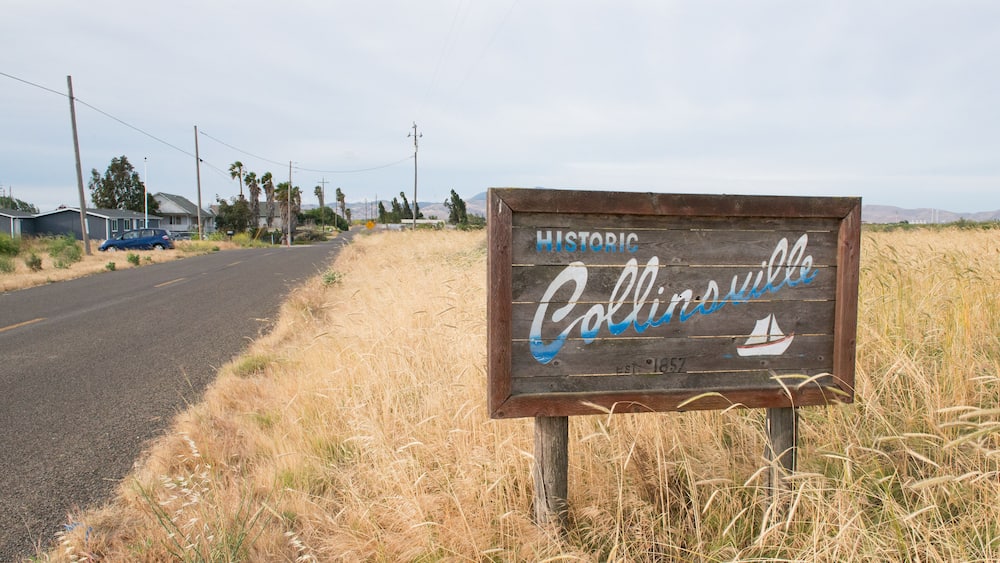 Historic Collinsville Road Sign on Collinsville Rd. in Collinsville, California.