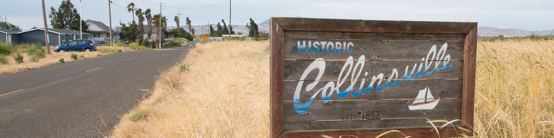Historic Collinsville Road Sign on Collinsville Rd. in Collinsville, California.