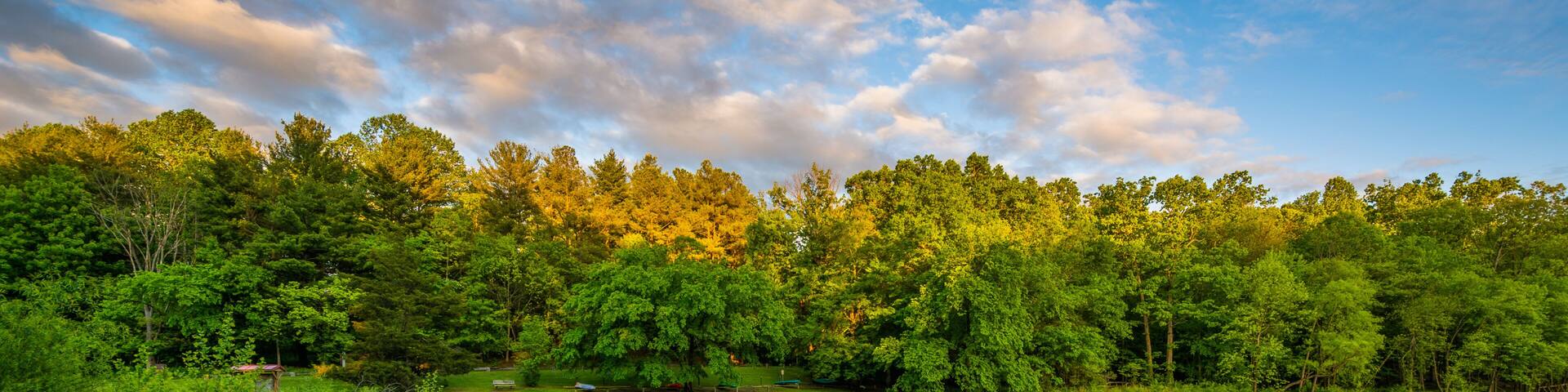 Lake Needwood at sunset, at Upper Rock Creek Park in Derwood, Maryland.