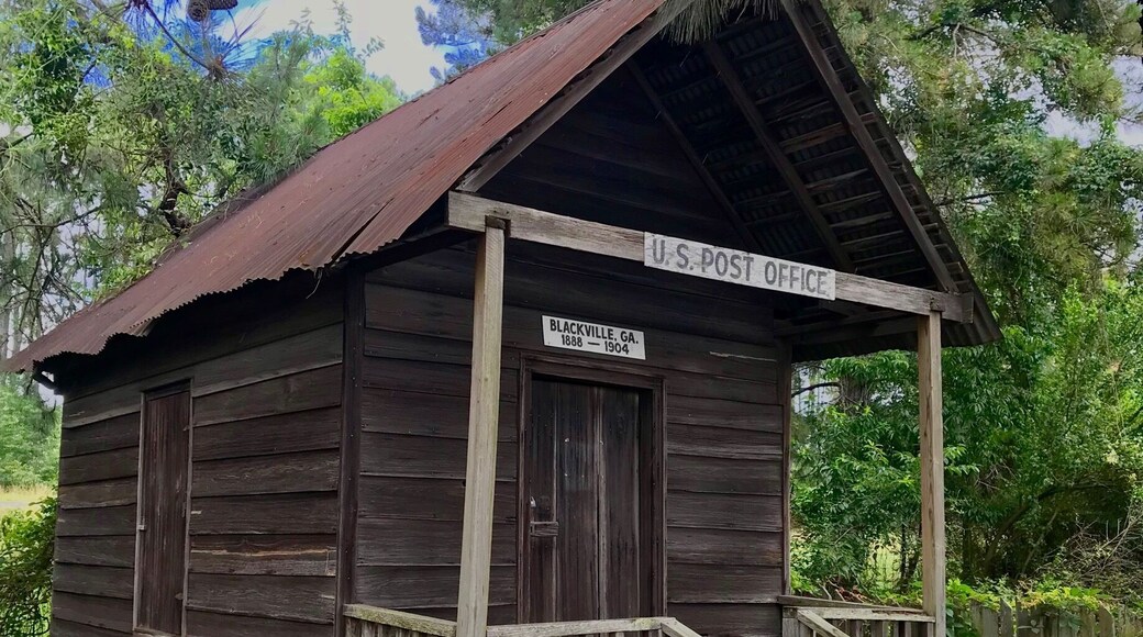 Old US Post Office for Blackville, GA next to a gas station along the interstate.