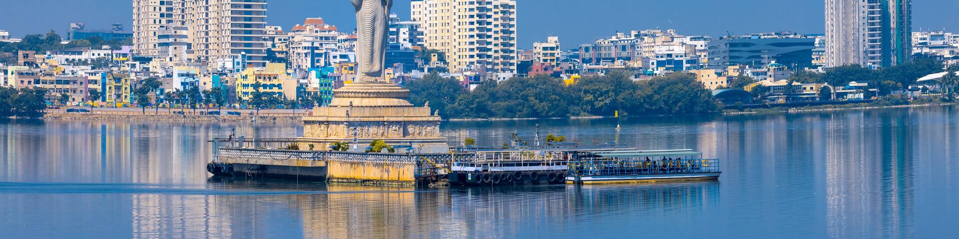 Buddha statue in Hyderabad, India, is the world's tallest monolith of Gautama Buddha erected in the middle of Hussain sagar lake.