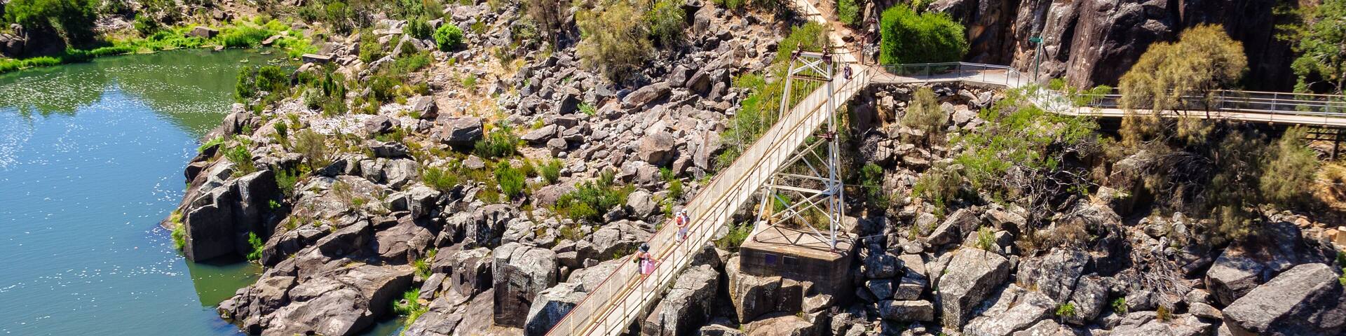 Alexandra Suspension bridge at Cataract Gorge's First Basin - Launceston, Tasmania, Australia