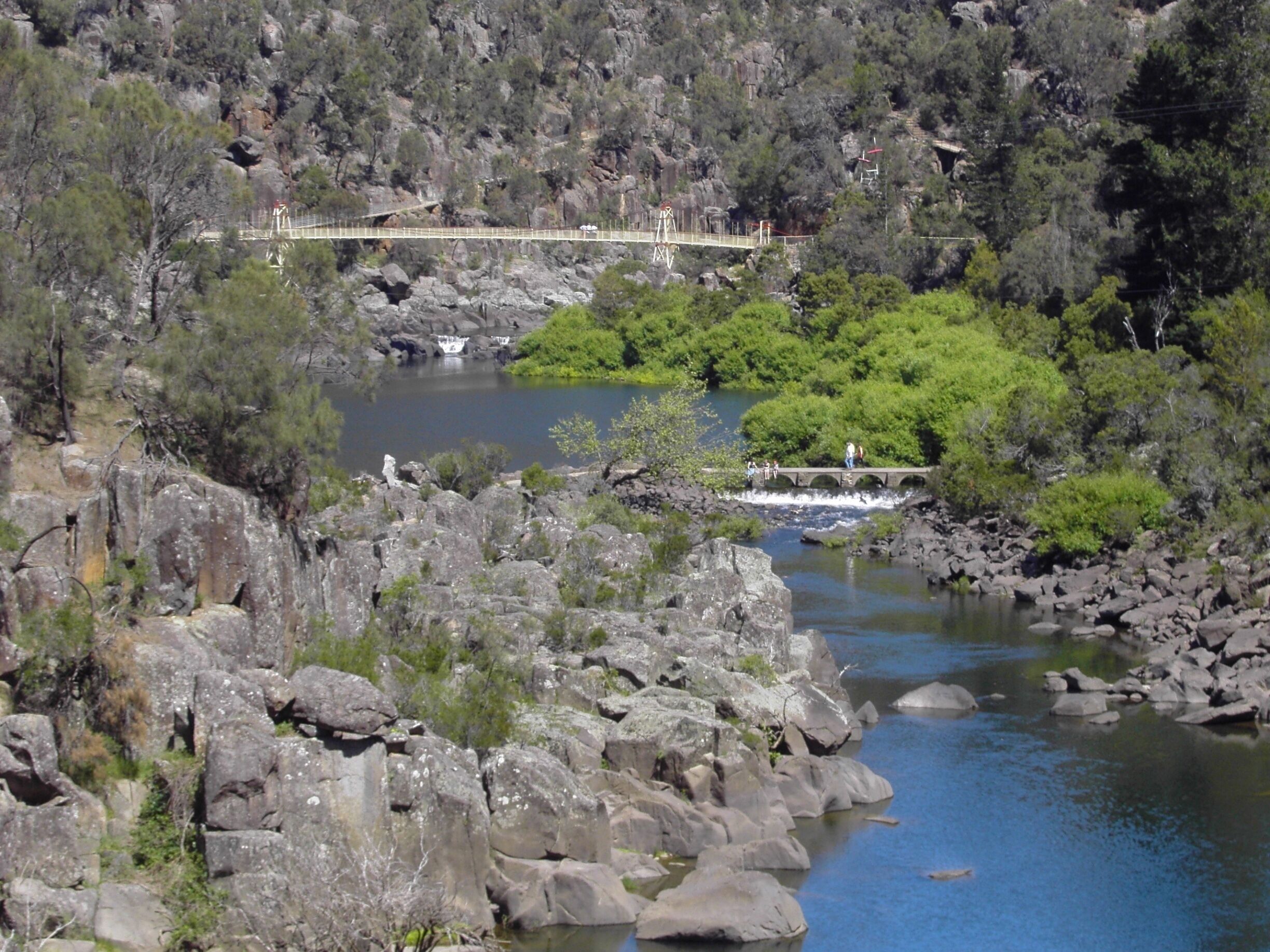 Photo taken in 2004 in Tasmania. 
Launceston Cataract Gorge is a natural gorge formed by the South Esk River and is part of Launceston Tasmania.