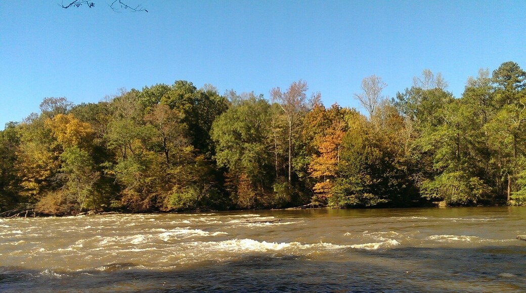 Jones Bridge is a neighborhood gem. Located in a residential area, the park has a newly-renovated playground, picnic areas, barbecues, sports fields, passive recreation fields and walking paths. All of this is set against the beautiful backdrop of the Chattahoochee River. At the river's edge you can sit on the shore and relax, watching the ducks and geese, or the occasional fisherman in his waders.