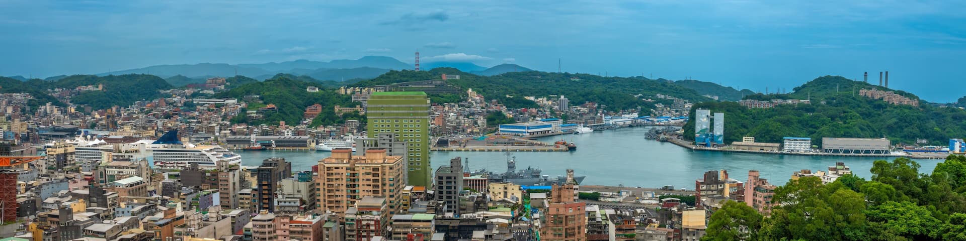 View of city and harbor of Keelung, Zhongzheng Park, Taiwan