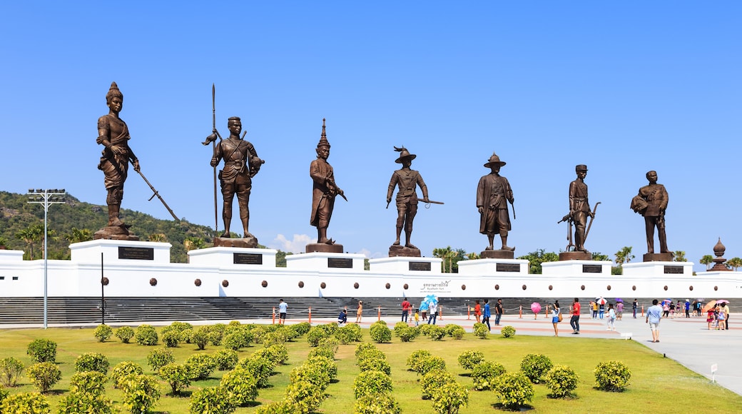Hua Hin, Thailand - December 27, 2015: Seven statues of Thai gre