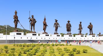 Hua Hin, Thailand - December 27, 2015: Seven statues of Thai gre
