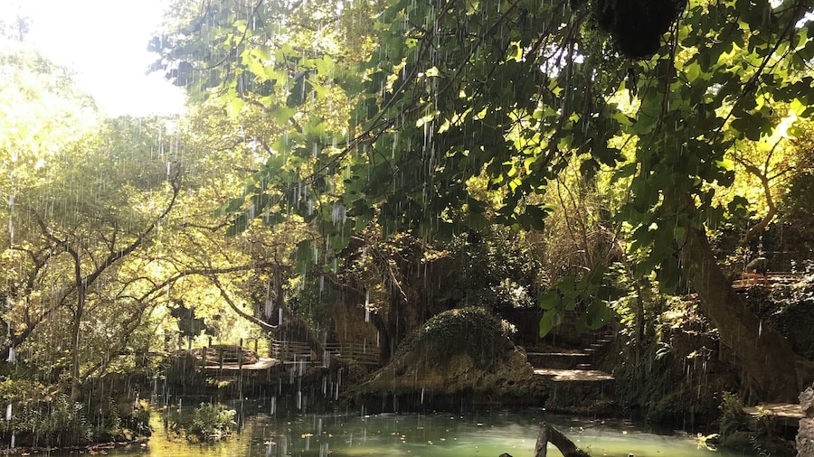 Very peaceful early in the day and you can have all behind the waterfall