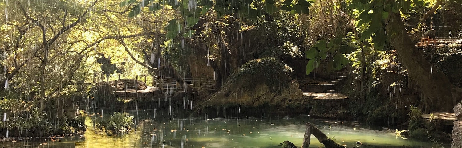 Very peaceful early in the day and you can have all behind the waterfall