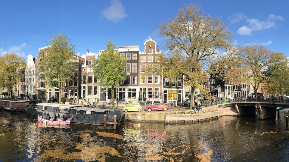 Panorama from a canal in Amsterdam