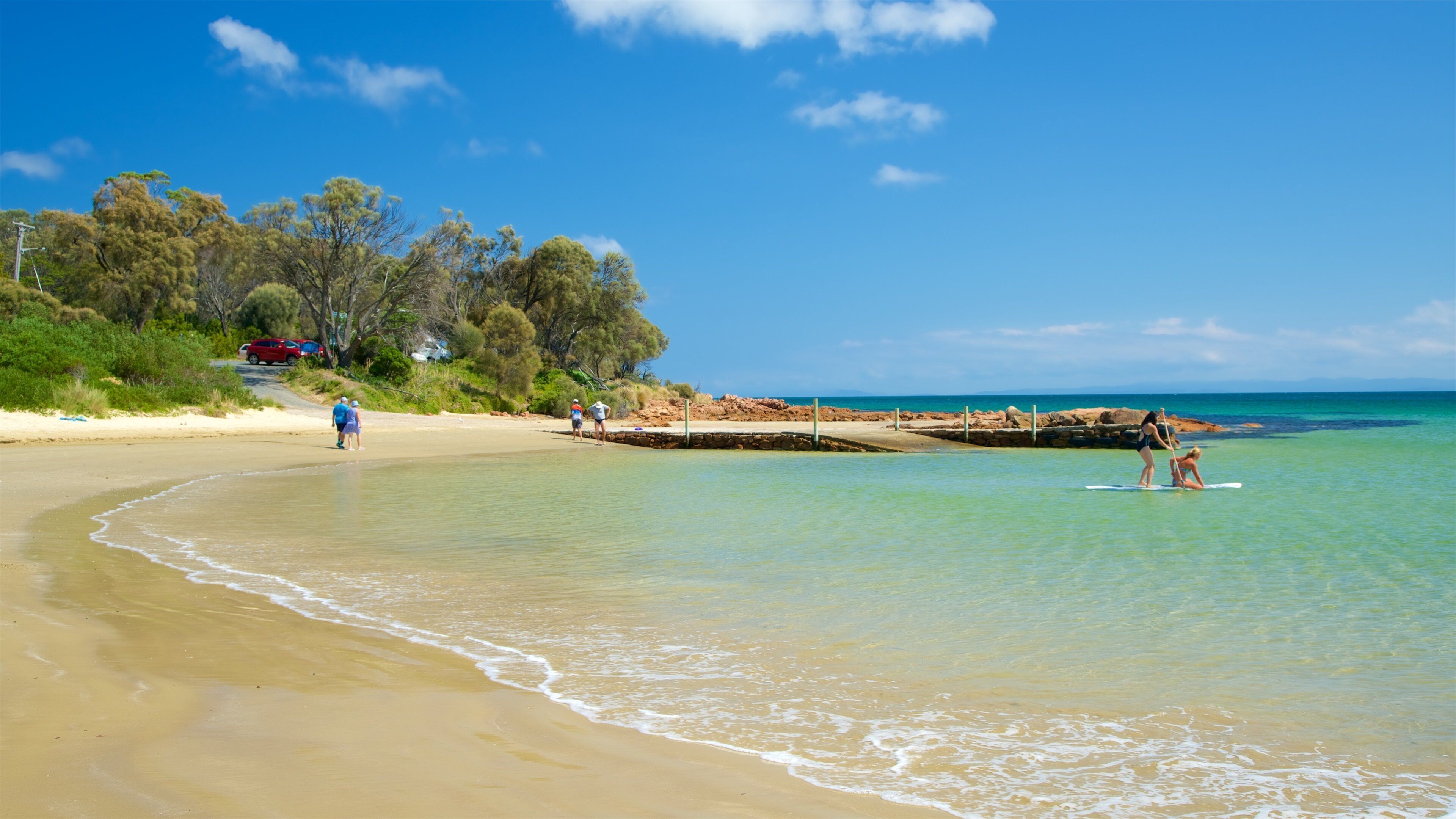 Muirs Beach showing general coastal views, a sandy beach and kayaking or canoeing