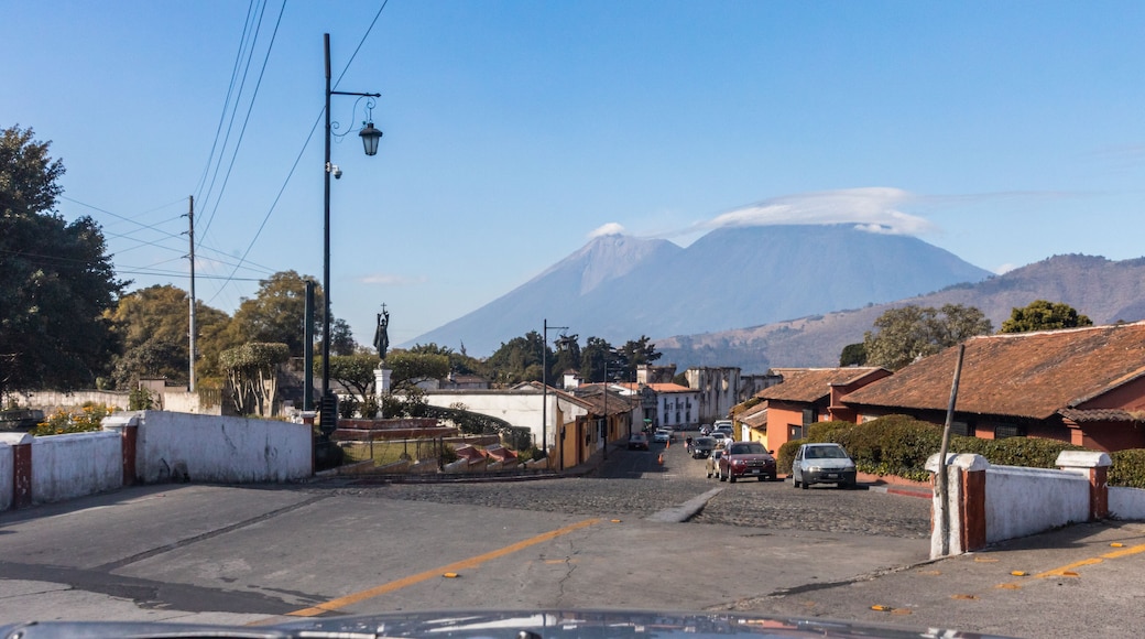ANTIGUA, SACATEPEQUEZ/GUATEMALA - December 23, 2018: A scene in the UNESCO World Heritage site of Antigua, Guatemala, on a Sunday before Christmas Day 2018.
