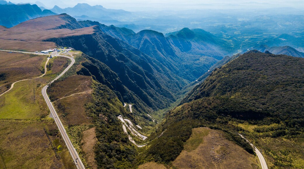 Aerial view of Serra do Rio do Rastro, in the Serra Catarinense. (Route Sierra of the trail river). Most beautiful and incredible road in Brazil