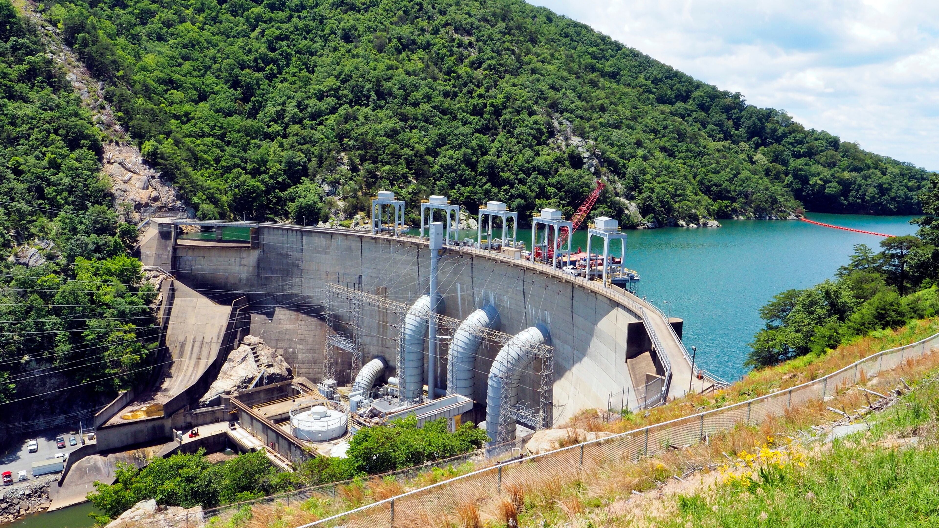 Images of the hydroelectric Smith Mountain Dam on the Roanoke River in Sandy Level, Virginia. 