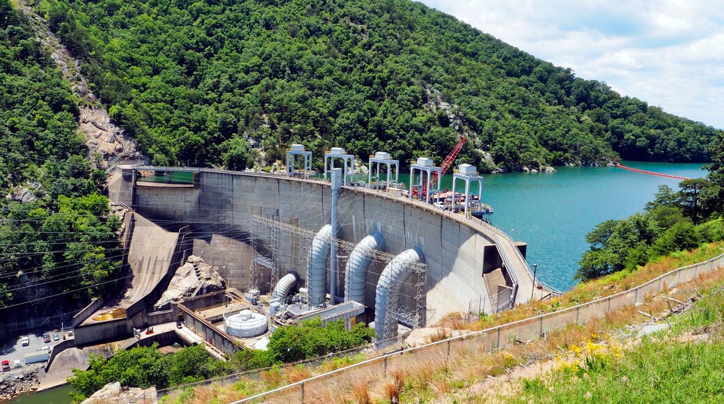 Images of the hydroelectric Smith Mountain Dam on the Roanoke River in Sandy Level, Virginia.