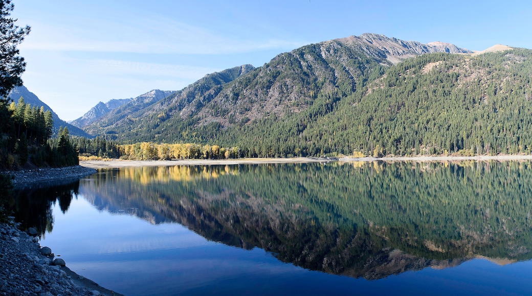 Fall Setting of Wallowa Lake Mirroring Chief Joseph Mountain