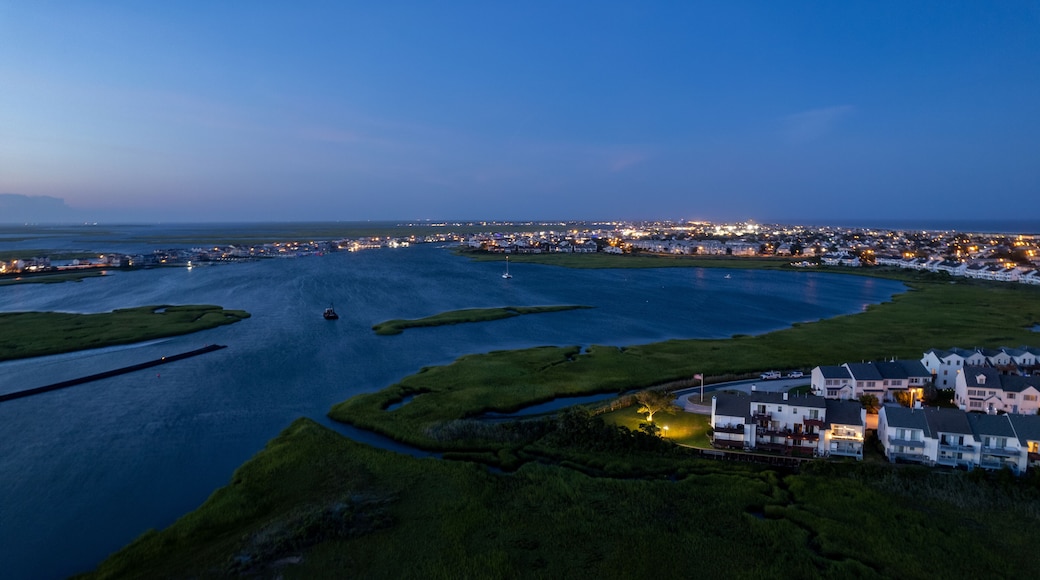 Aerial view of Brigantine, New Jersey at night