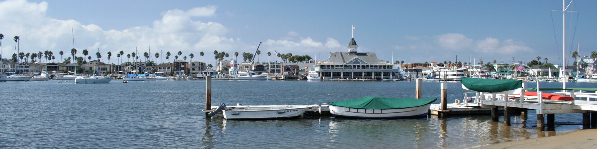 Balboa Island beach with the Pavilion in the background; Shutterstock ID 595732