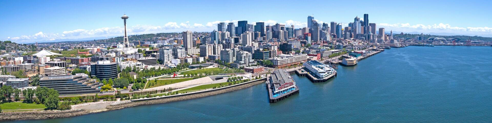 Seattle Downtown Elliott Bay Waterfront Panoramic