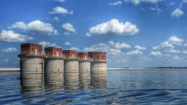 The 5 intake towers at Saluda Shoals Dam on Lake Murray (located Northwest of Columbia, SC). The dam is 1.7 miles long. The dam was the largest earthen dam in the world when completed in 1930 and the largest man-made lake in the world at that time. We live on this lake, about 10 miles by boat from the towers.
http://www.lakemurray-sc.com/
#lakemurray #southcarolina