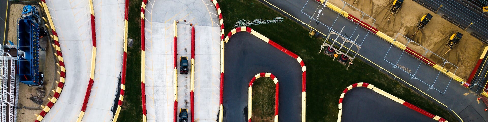 Aerial view of the Diggerland USA amusement park in Berlin Township, New Jersey