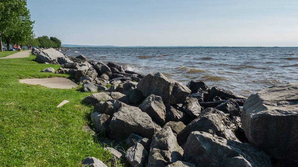 SYLVAN BEACH, NEW YORK - JUNE 23, 2019: People at Sylvan Beach (Oneida Lake) in Upstate New York.