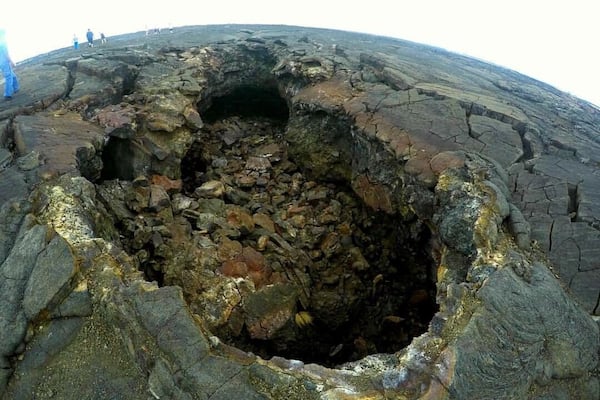 Lava tube from an active shield volcano in the island of Hawaii. Hualalai volcano is the third youngest and third most active that formed the island.