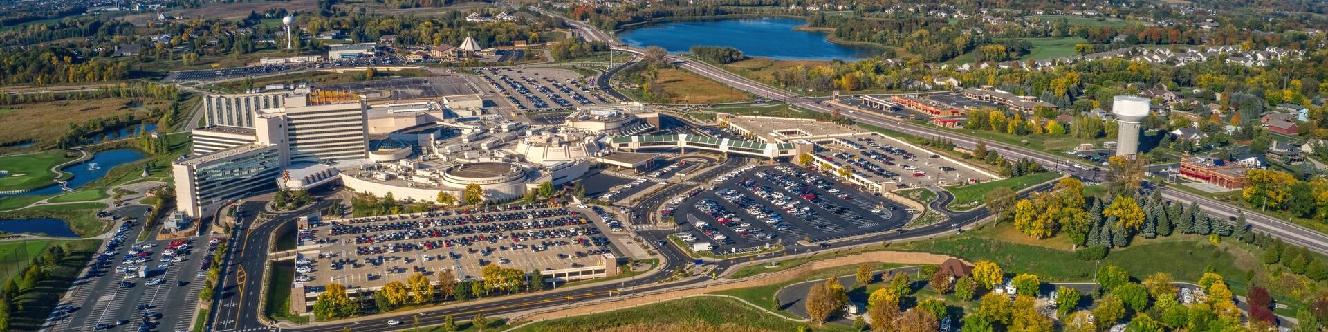 Aerial View of a Large Casino on the Shakopee Mdewakanton Sioux Community Reservation in the Twin Cities of Minnesota