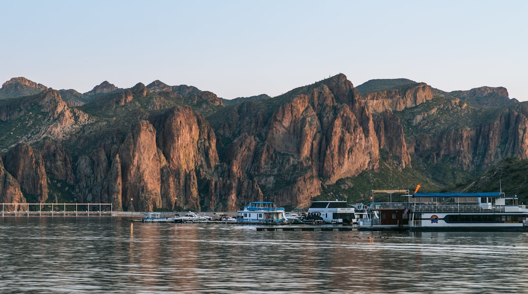 Saguaro Lake featuring a bay or harbor and mountains