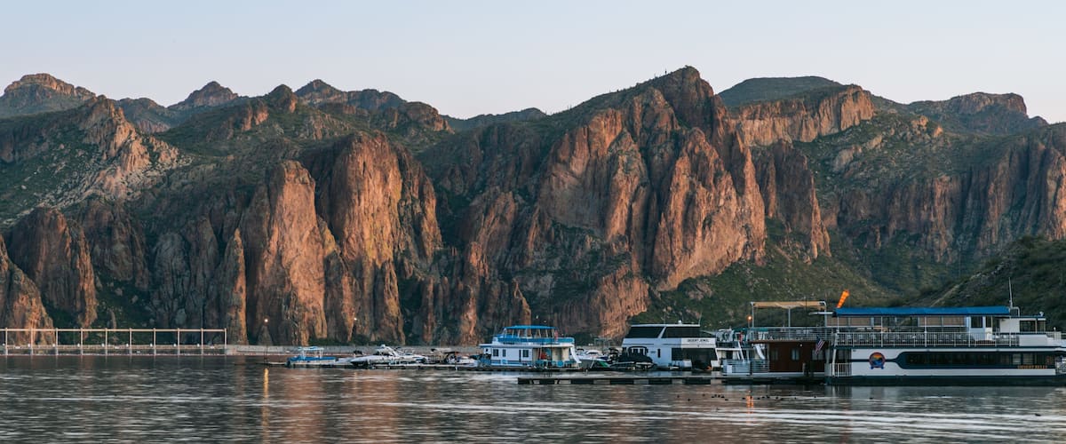 Saguaro Lake featuring a bay or harbor and mountains