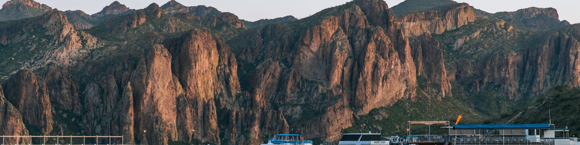 Saguaro Lake featuring a bay or harbor and mountains