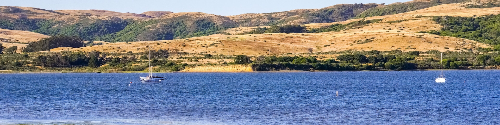 Tomales Bay seen from the Inverness shoreline, California