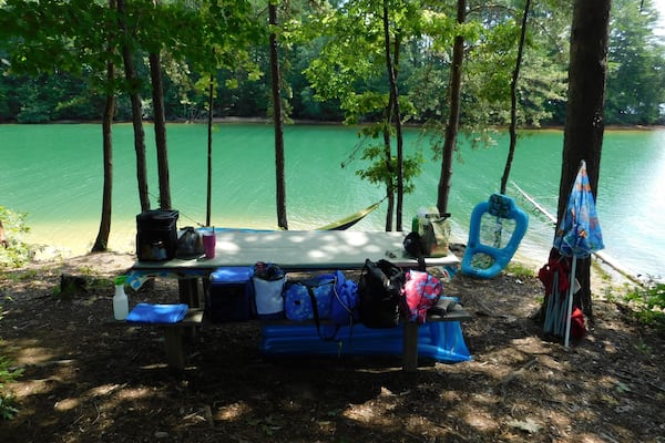 Lake Keowee is a man–made reservoir in the United States in the state of South Carolina. It was created to serve the needs of a power utility as well as public recreational purposes. One of my favorite places to go in the summer. The water really is that color.