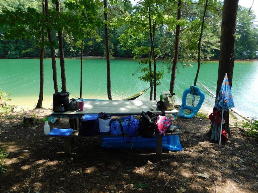 Lake Keowee is a man–made reservoir in the United States in the state of South Carolina. It was created to serve the needs of a power utility as well as public recreational purposes. One of my favorite places to go in the summer. The water really is that color.