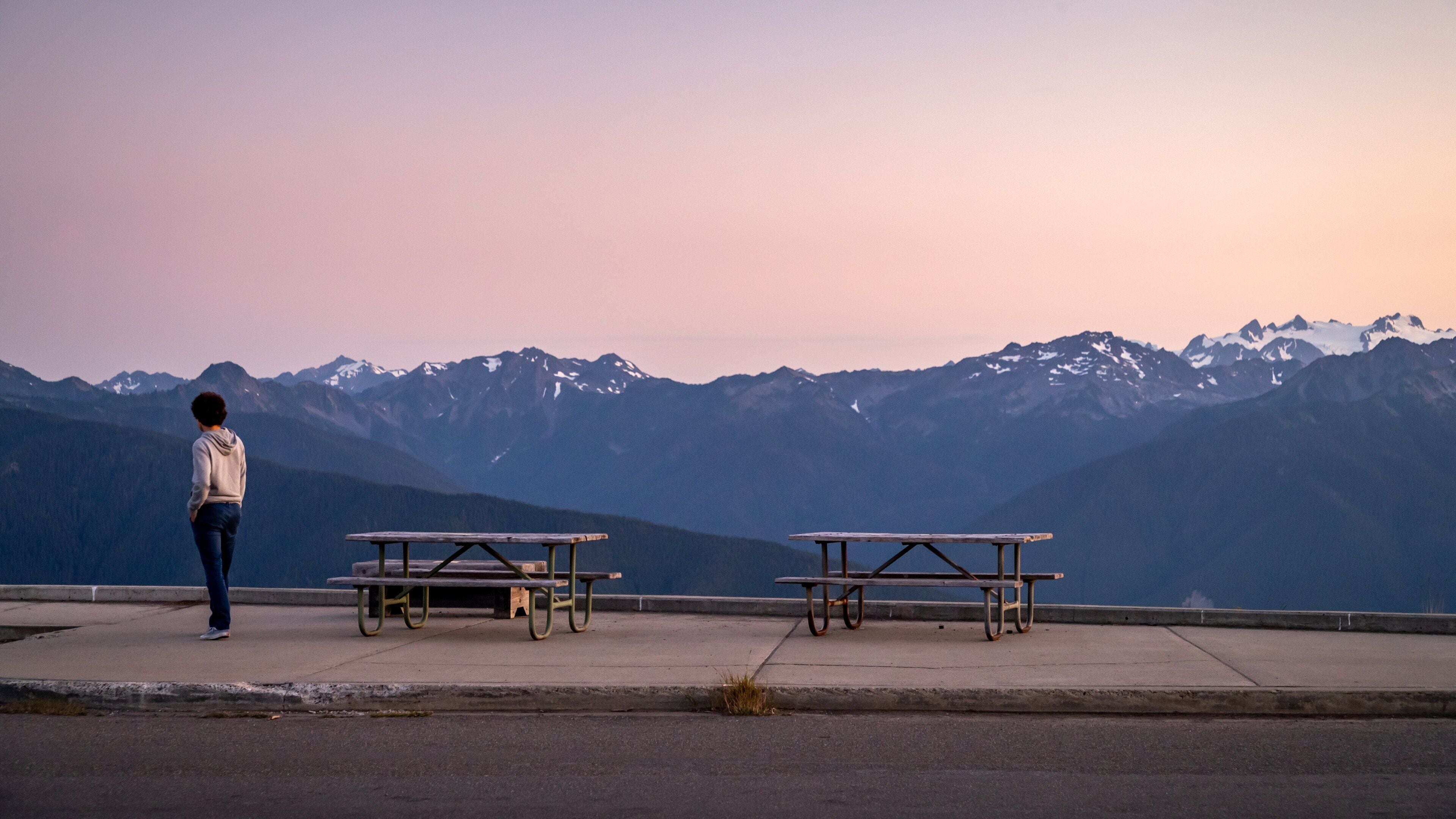 Hurricane Ridge which includes a sunset, tranquil scenes and views