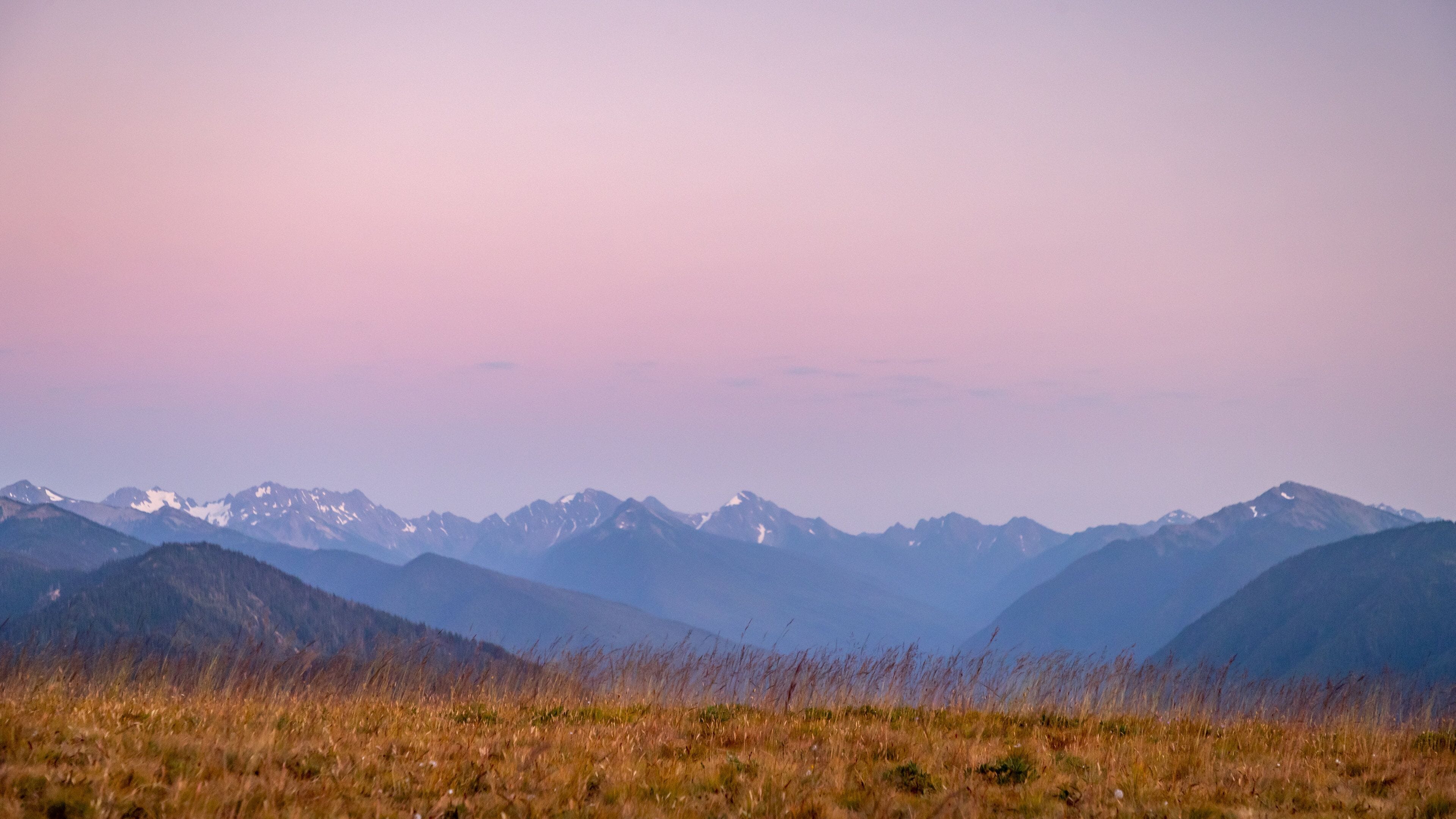 Hurricane Ridge which includes landscape views, tranquil scenes and a sunset