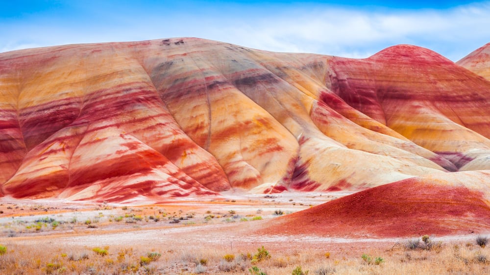 Colorful clay hills in the Painted Hills of Oregon, USA