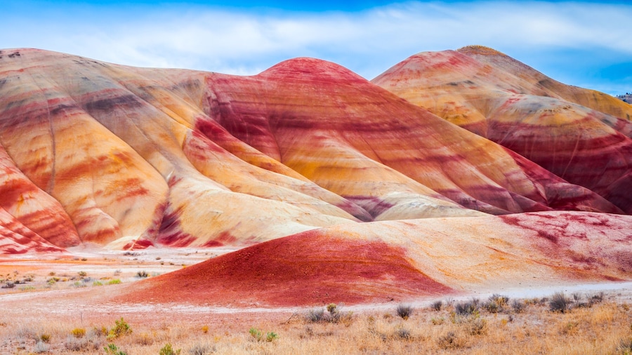 Colorful clay hills in the Painted Hills of Oregon, USA