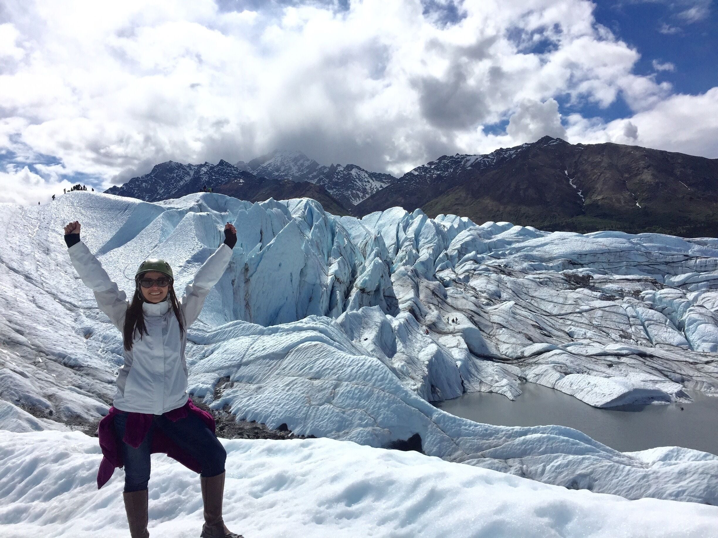 The Matanuska Glacier is the largest glacier in Alaska that can be reached by vehicle. It is located north-east of Anchorage and the drive is about 2 hours of pure beauty. 

Make sure you reserve your glacier hiking/climbing tour in advance. This experience is out of this world! 

#Alaska #glacierhiking #winteriscoming #exploring #ice