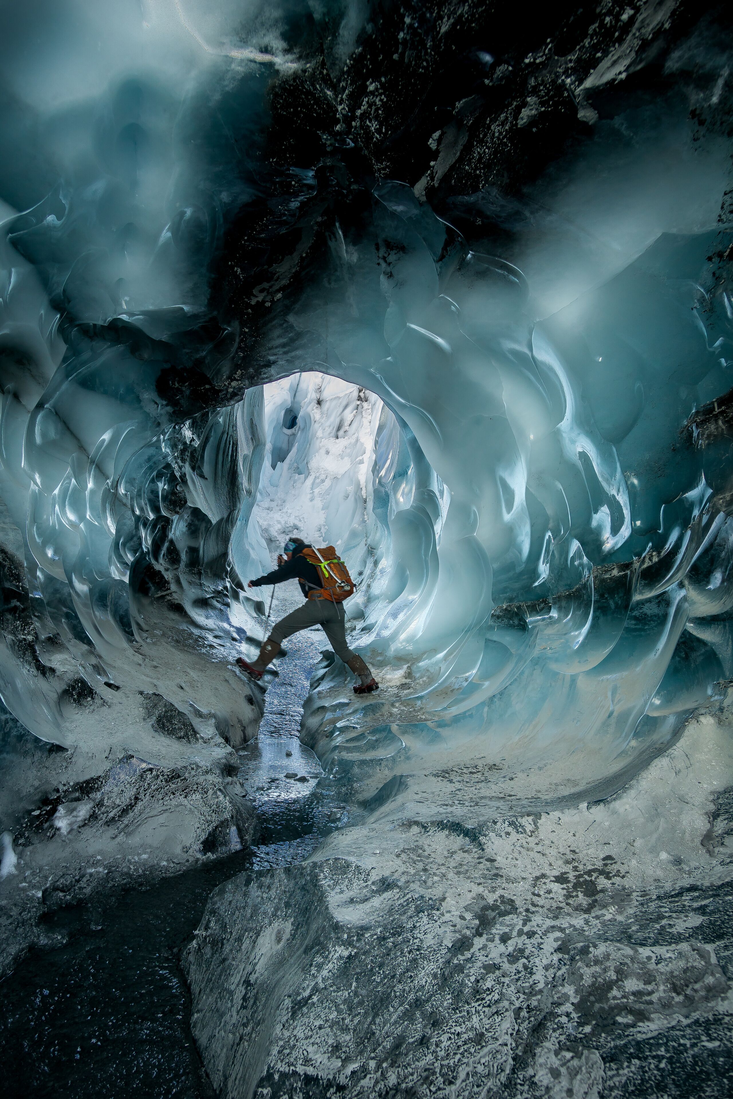 One of the best and worst parts of exploring glaciers is they are constantly changing and you never know what you'll find from month to month. This particular cave was only around to a few months before it collapsed. I was fortunate to be able to explore it during it's short life.
#adventure