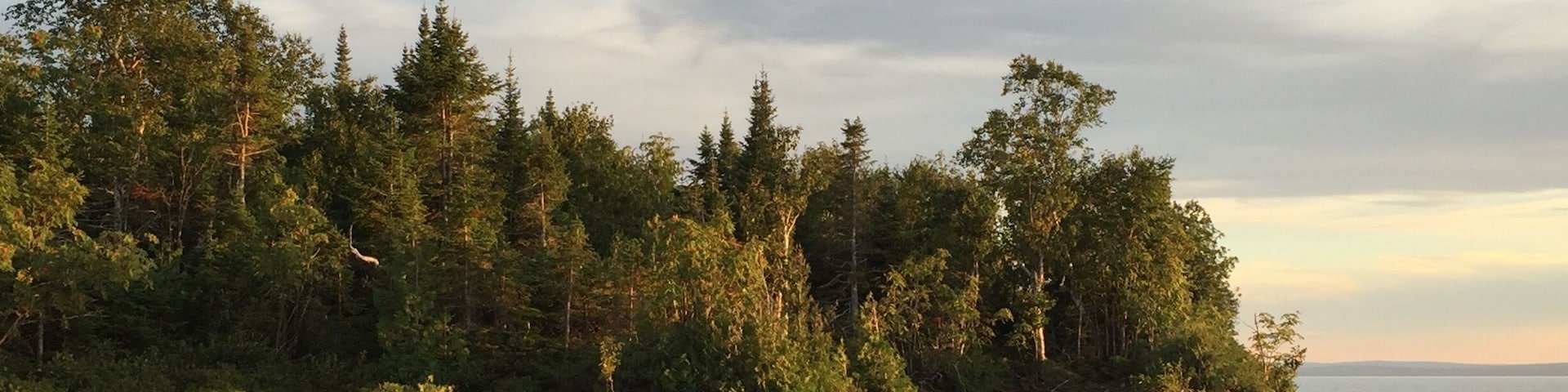 The shores of Devil's Island at sunset.