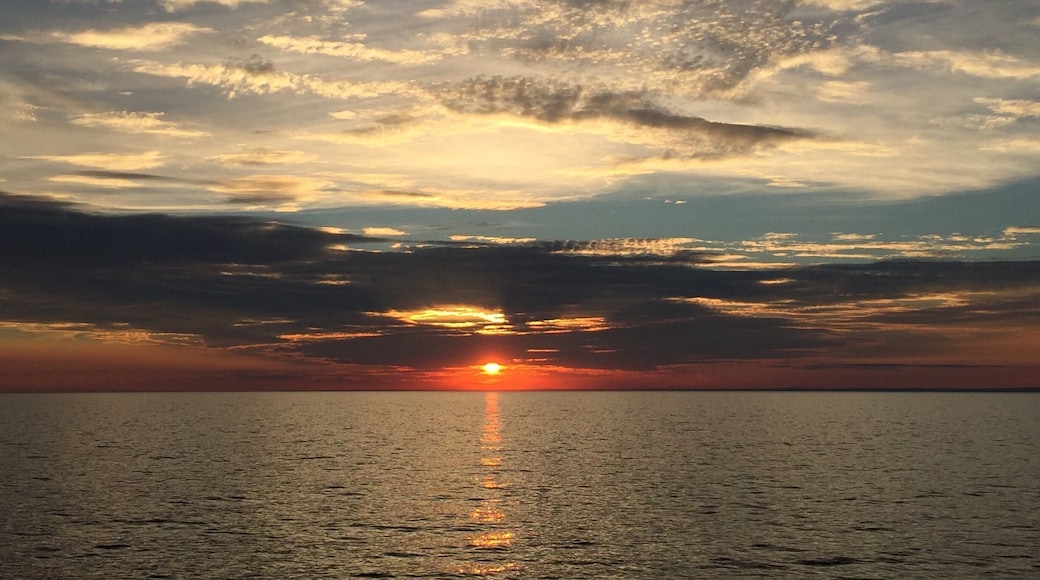 Sunset over Lake Superior. Seen from the Apostle Islands Cruises Grand Tour sunset cruise.