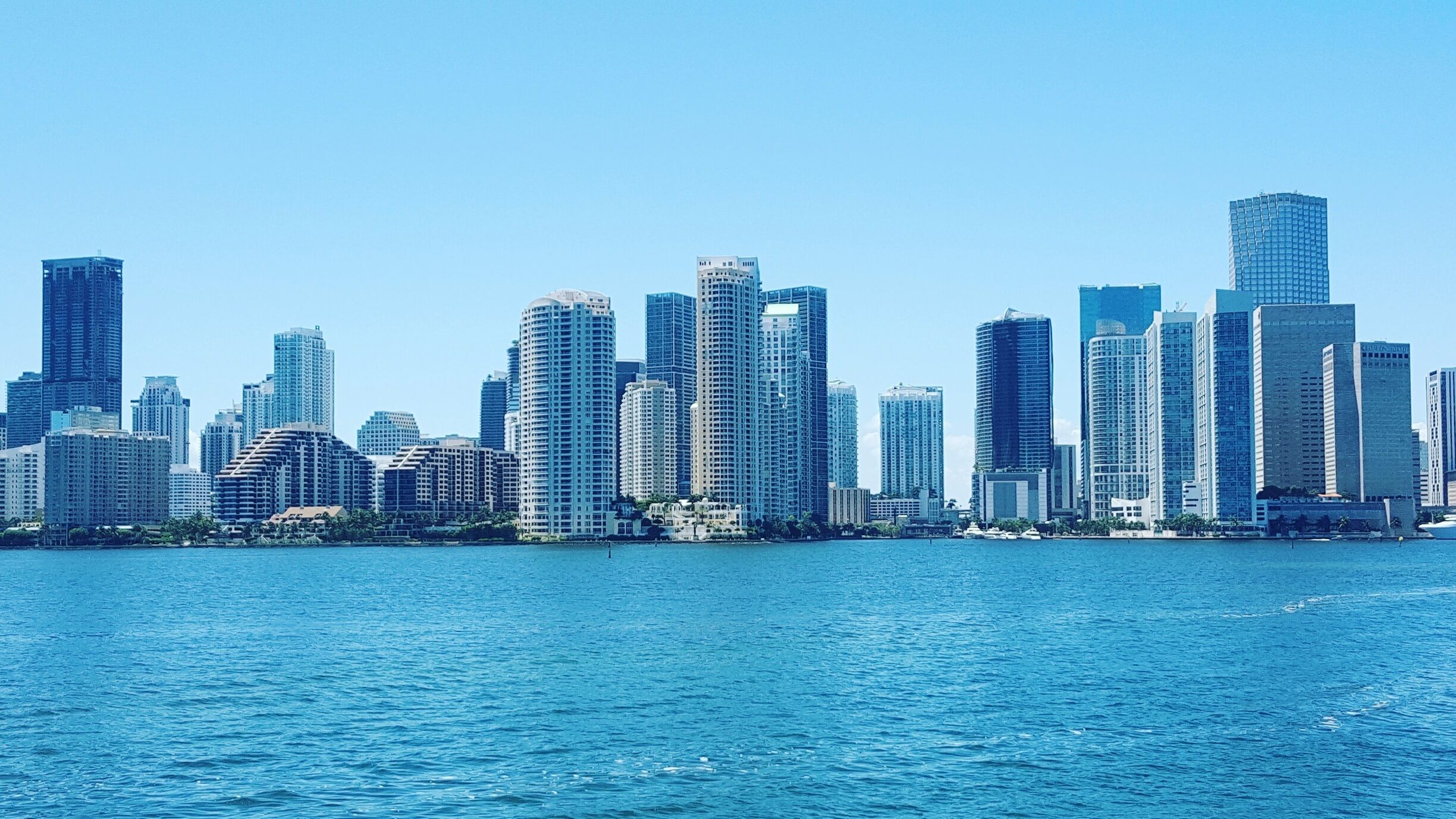 Absolutely beautiful view of downtown Miami skyline from the bay. 