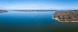 aerial panorama of the Pickwick Lake on the Tennesse River near Eastport, MS - November scenery