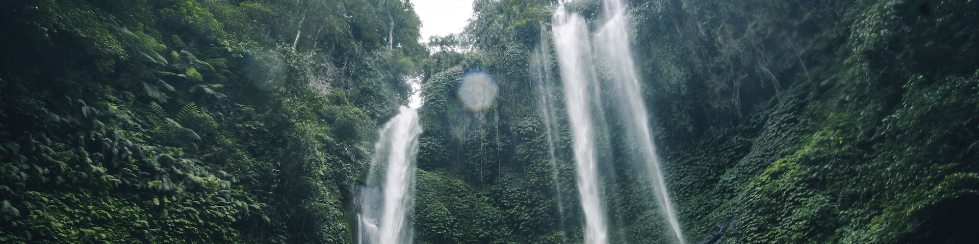 Panoramic view of the Sekumpul Waterfall is one of Bali's most scenic natural attractions.