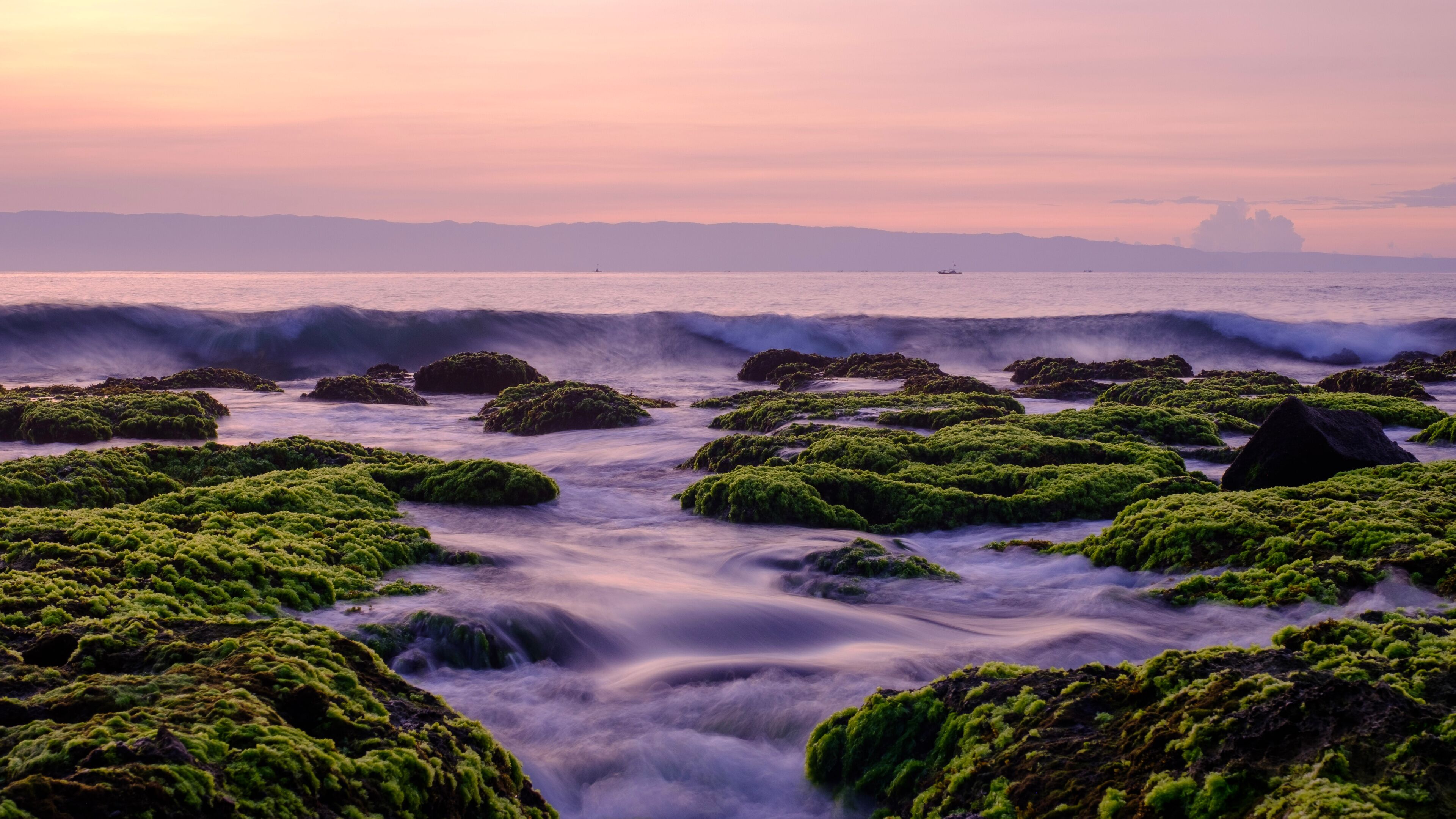 Sawarna beach,west Java,Indonesia, beautiful beach with coral reefs dotted with greenery 