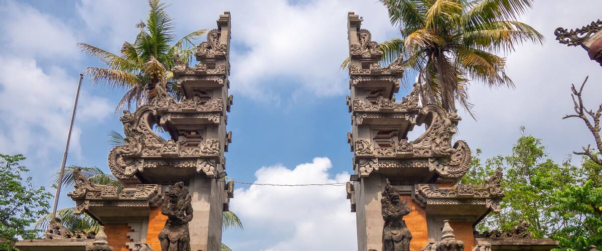 Jakarta, Indonesia (July 8, 2023): Bali Pavilion Gate in Taman Mini Indonesia Indah