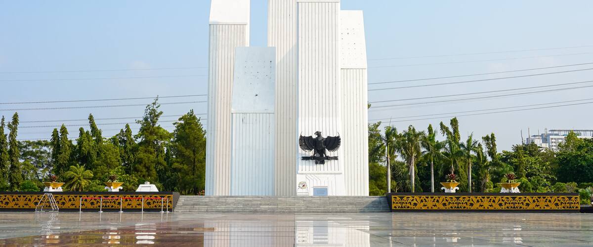 Indonesian Heroes Cemetery Monument with Eagle Statue Under the Sky in Kalibata, Jakarta - Indonesia
