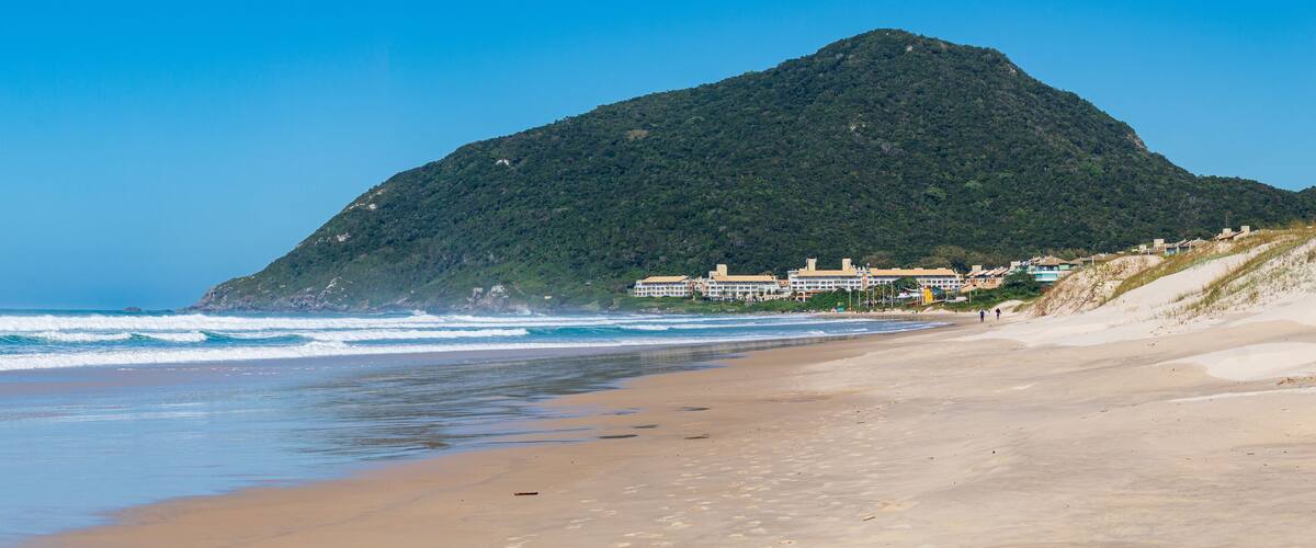 panorama of Santinho beach with its sand dunes in the city of Florianópolis Santa Catarina Brazil