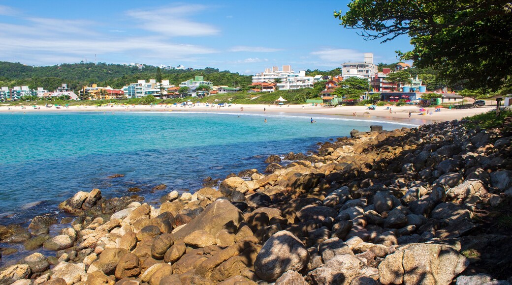 beach with trees and sea located at Quatro Ilhas Beach, Bombinhas, Santa Catarina, Brazil